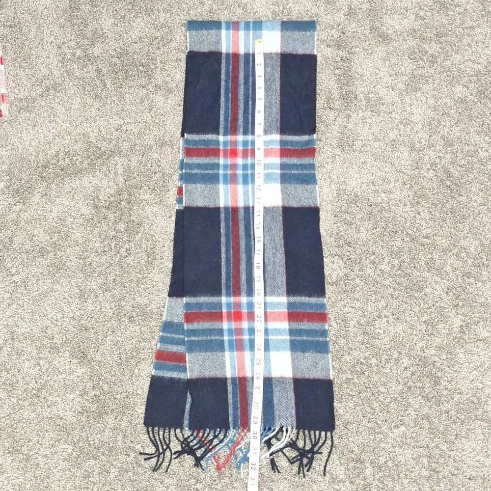 Kiltane of Scotland 100% lambswool tartan plaid fringe scarf - navy blue